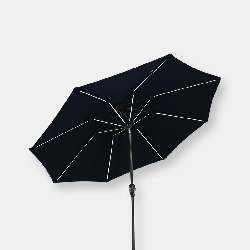 Sunnydaze Decor 9 Ft Solar Sunbrella Patio Umbrella With Tilt - Navy Blue