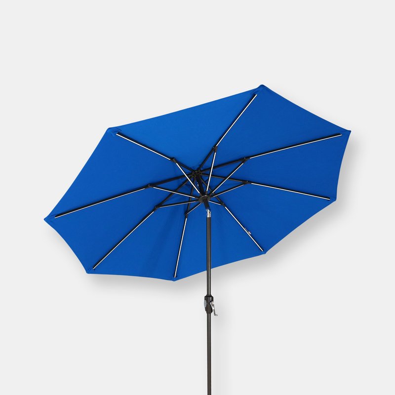 Sunnydaze Decor 9 Ft Solar Sunbrella Patio Umbrella With Tilt - Pacific Blue