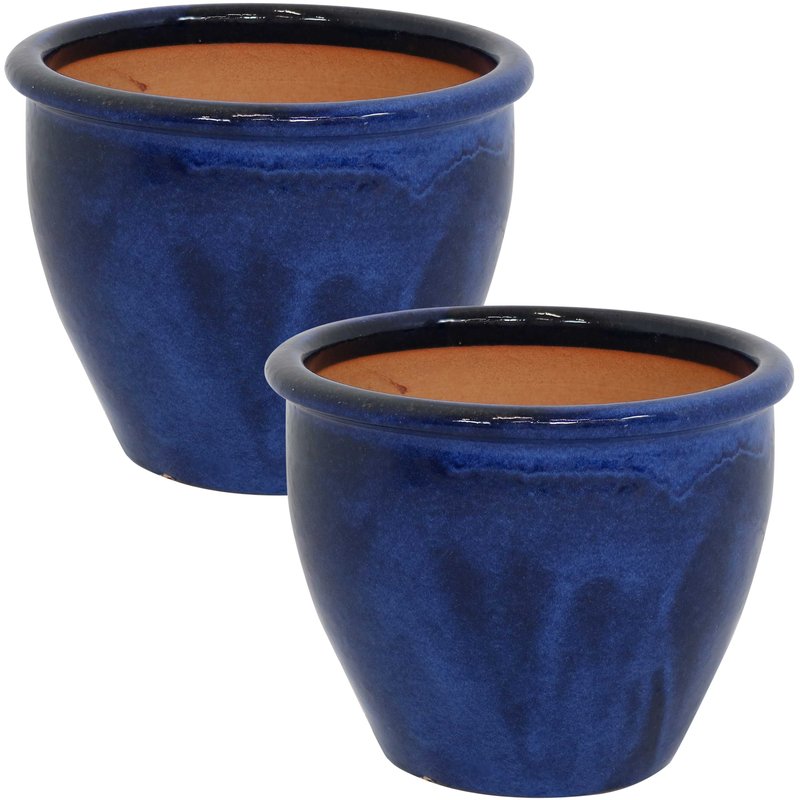 Sunnydaze Decor Chalet Glazed Ceramic Planter In Blue