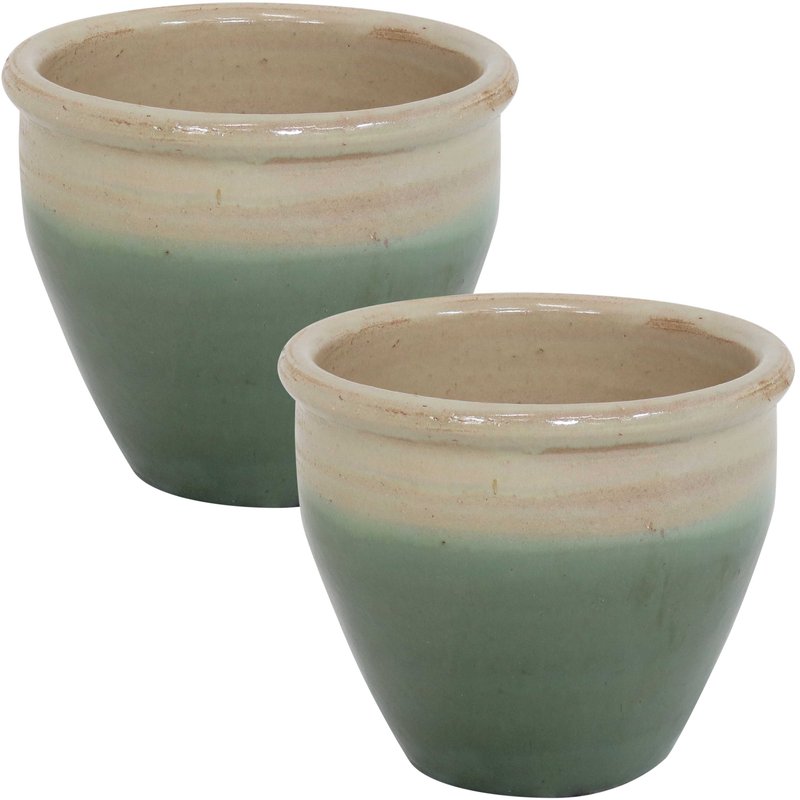 Sunnydaze Decor Chalet Glazed Ceramic Planter In Green