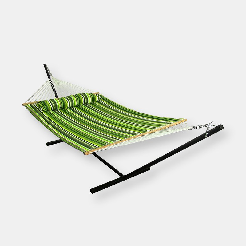 Sunnydaze Decor Double Quilted Hammock Bed With 12 Feet Stand In Green