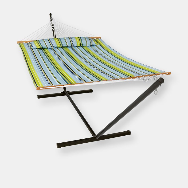 Sunnydaze Decor Double Quilted Hammock Bed With 12 Feet Stand In Green