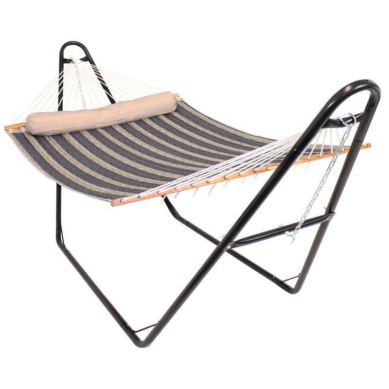 Sunnydaze Decor Double Quilted Hammock With Universal Steel Stand Misty Beach Outdoor Swing Bed, Sunnydaze Quilted 2 In Multi