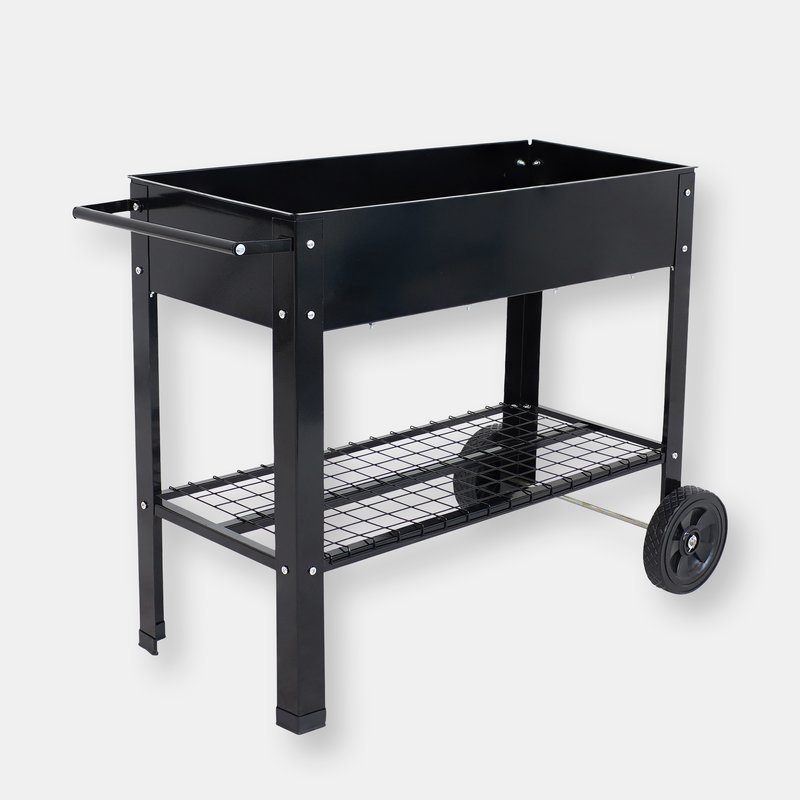 Sunnydaze Decor 43 In Galvanized Steel Mobile Raised Garden Bed Cart - Black