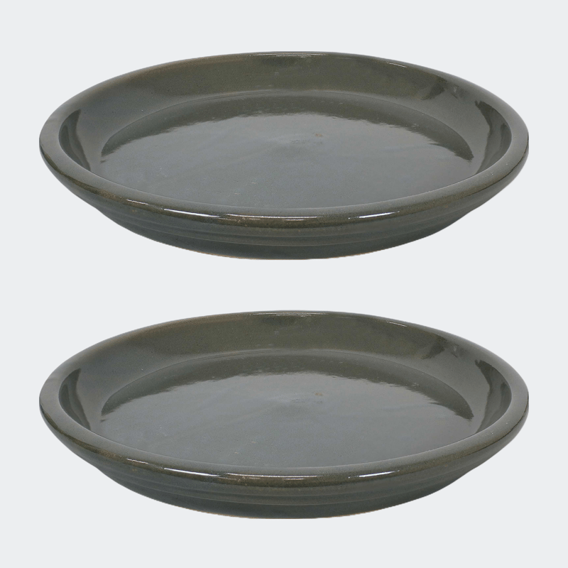 Sunnydaze Decor Glazed Ceramic Planter Saucers In Grey