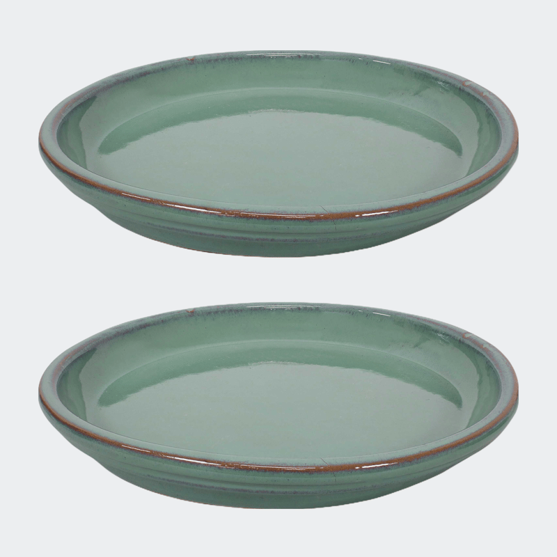 Sunnydaze Decor Glazed Ceramic Planter Saucers In Green