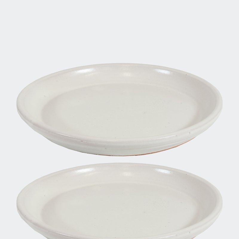 Sunnydaze Decor Glazed Ceramic Planter Saucers In White