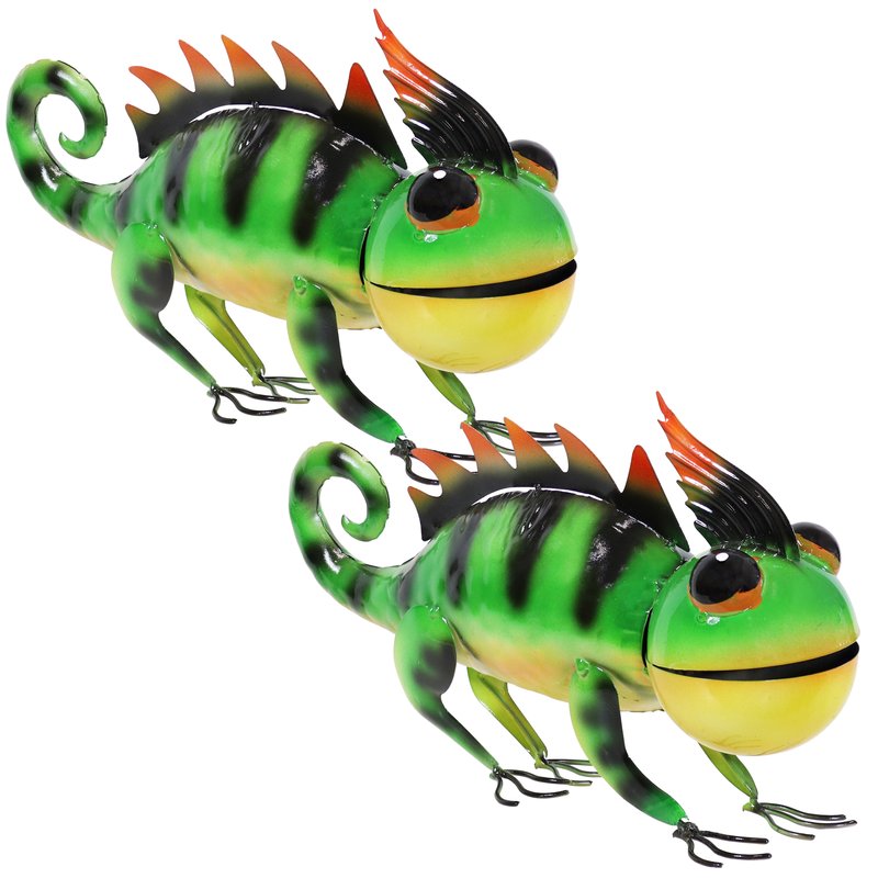 Sunnydaze Decor Greg And Gary The Green Chameleons Indoor/outdoor Metal Statues