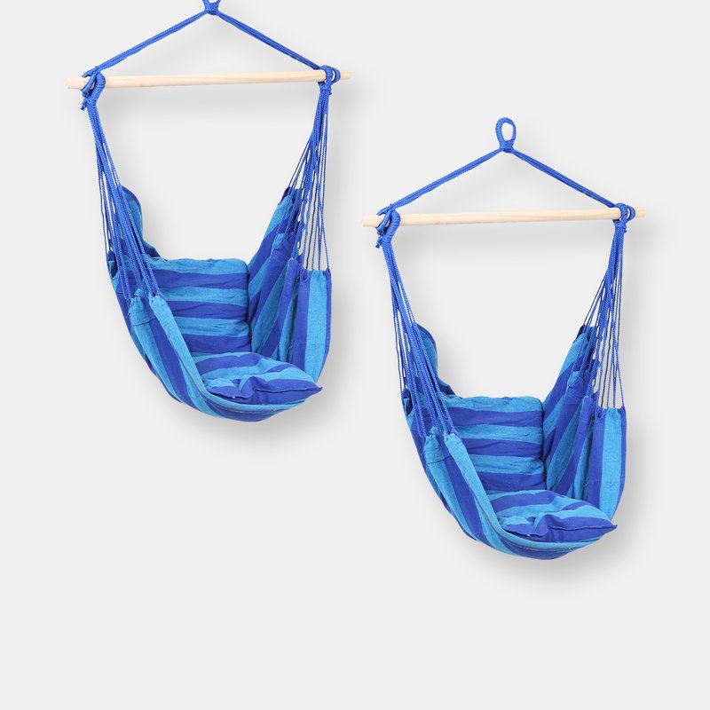 Sunnydaze Decor Hanging Hammock Chair Swing Seat Outdoor Oasis Ocean Breeze 2 Cushions 2-pack In Blue