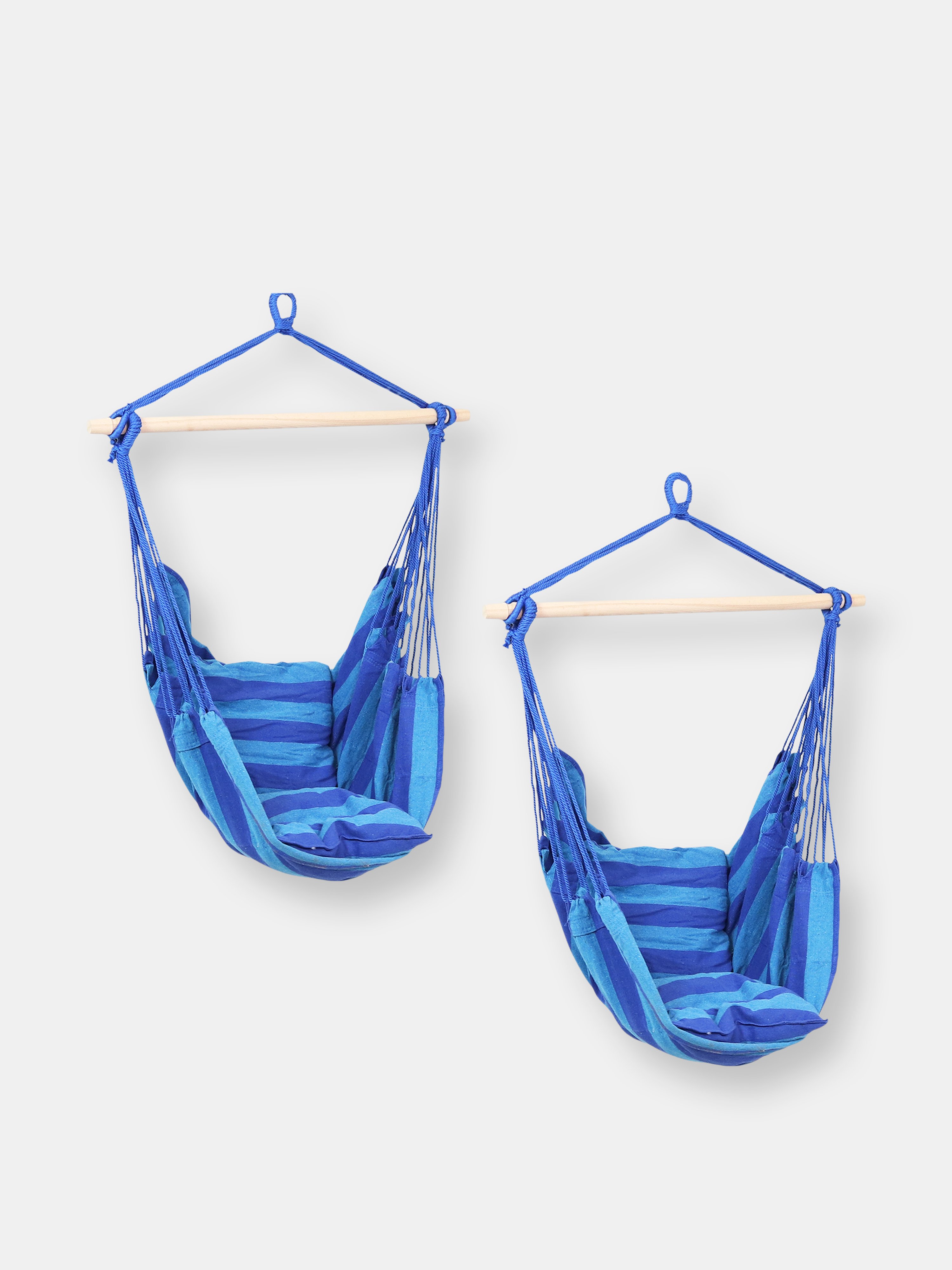 Hanging Hammock Chair Swing with 2 Seat Cushions in Ocean Breeze 