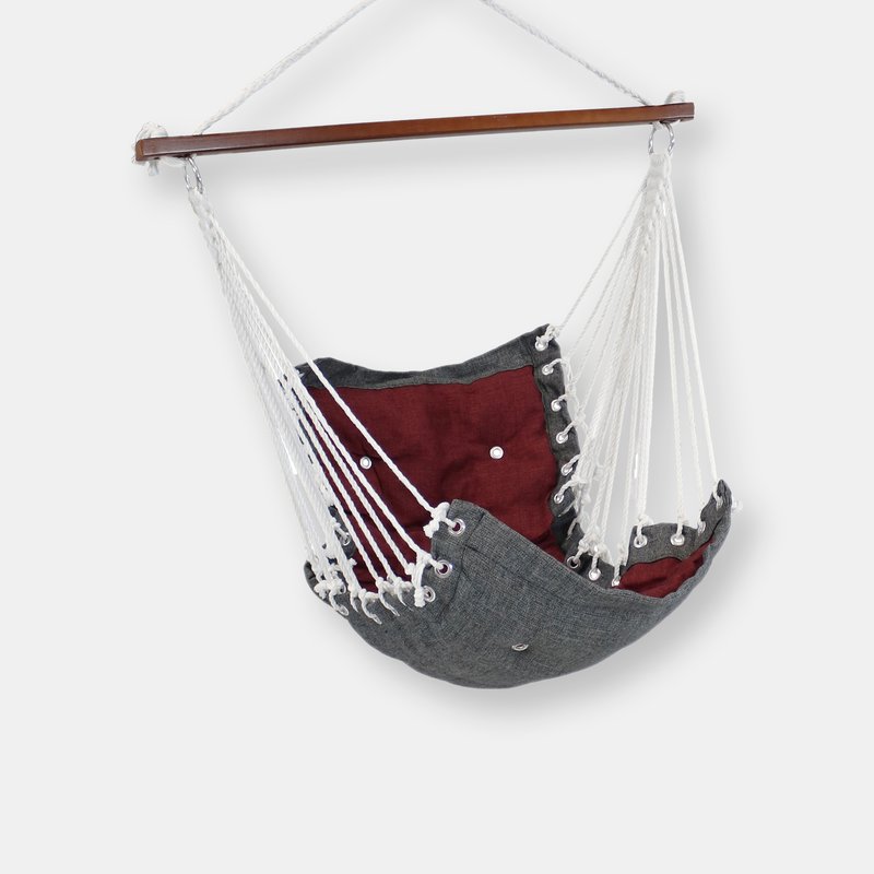 Sunnydaze Decor Hanging Hammock Chair Swing Seat Tufted Victorian Gray Outdoor Patio Garden In Red