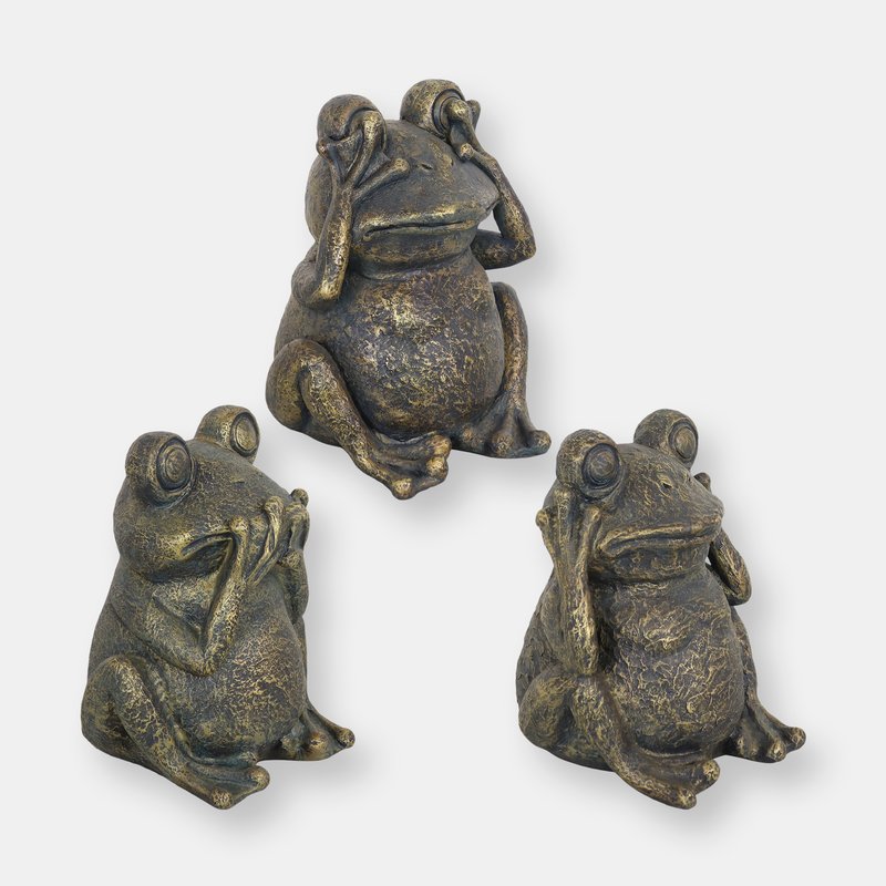 Sunnydaze Decor Hear No Evil, See No Evil, Speak No Evil Frog Trio Statues In Brown