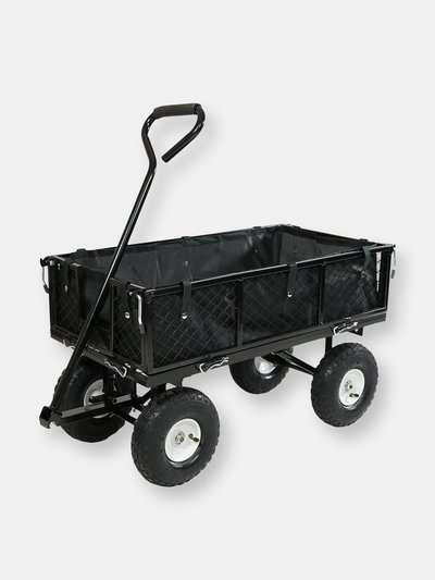 Sunnydaze Decor Heavy Duty Steel Garden Utility Cart and Liner Folding Sides 400lb product