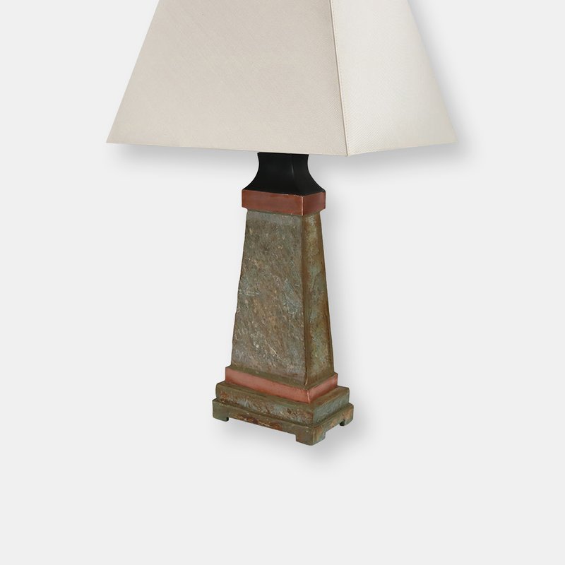 Sunnydaze Decor Indoor-outdoor Copper Trimmed Slate Table Lamp In Grey