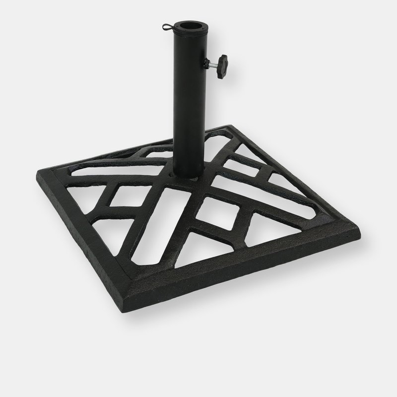 Sunnydaze Decor Modern Geometric Cast Iron Patio Umbrella Base/stand In Black