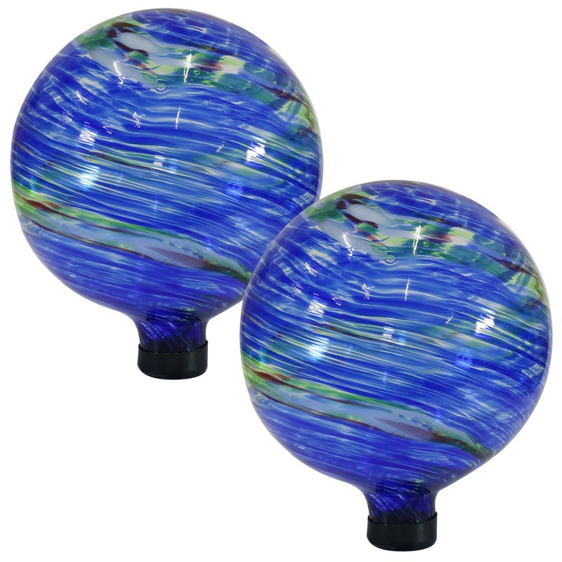 Sunnydaze Decor Northern Lights Glass Gazing Globe In Blue