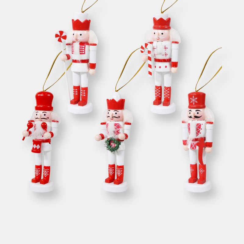 Sunnydaze Decor Nutcracker 5-piece Christmas Hanging Ornament Set In Red