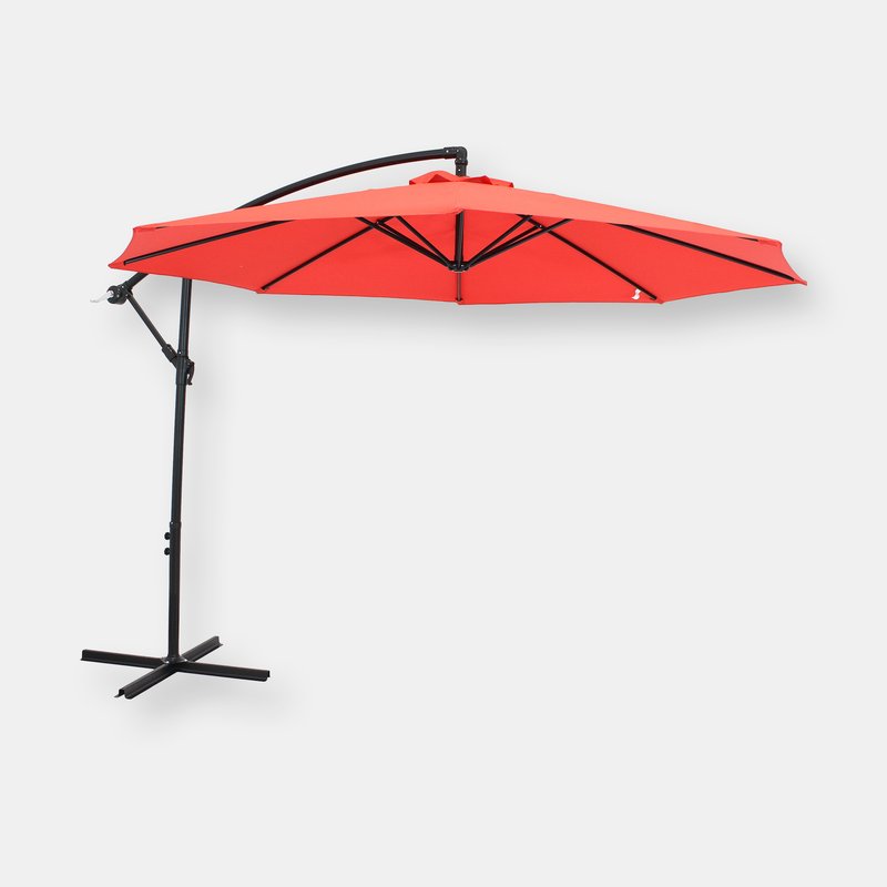 Sunnydaze Decor Offset Cantilever Patio Umbrella 9.5' In Red