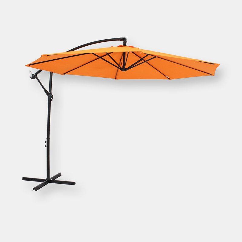 Sunnydaze Decor Offset Cantilever Patio Umbrella 9.5' In Orange