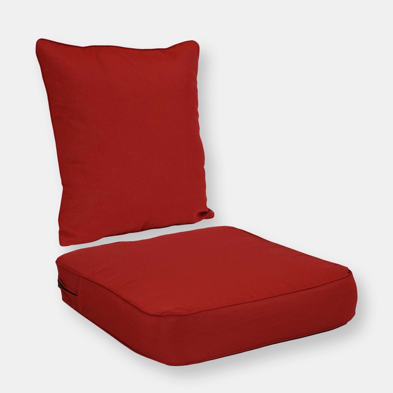 Sunnydaze Decor Outdoor Deep Seat Chair Back Patio Cushion Set Porch Deck Garden In Red