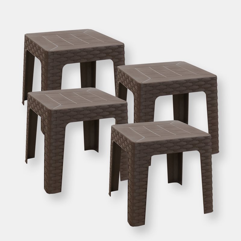 Sunnydaze Decor Outdoor Patio Side Table 18" Square Indoor Outdoor Furniture Brown Set Of 2
