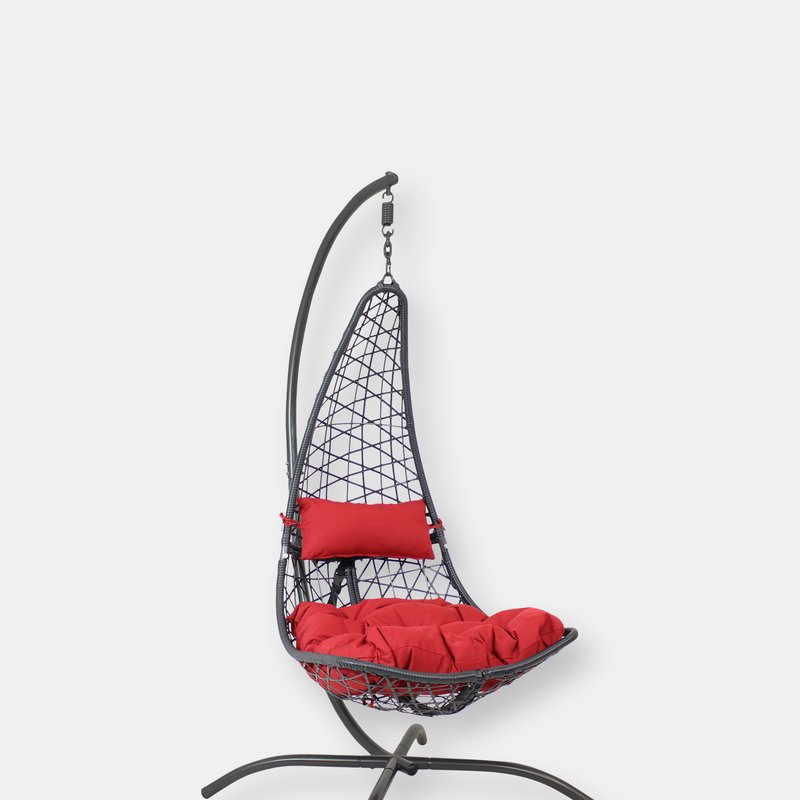 Sunnydaze Decor Phoebe Hanging Lounge Chair With Seat Cushions And Steel Stand In Red