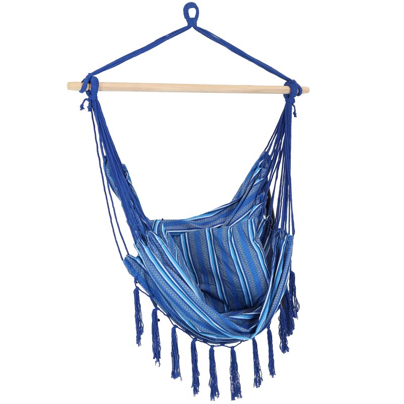 Sunnydaze Decor Polyester Hanging Hammock Chair With Cushion In Blue