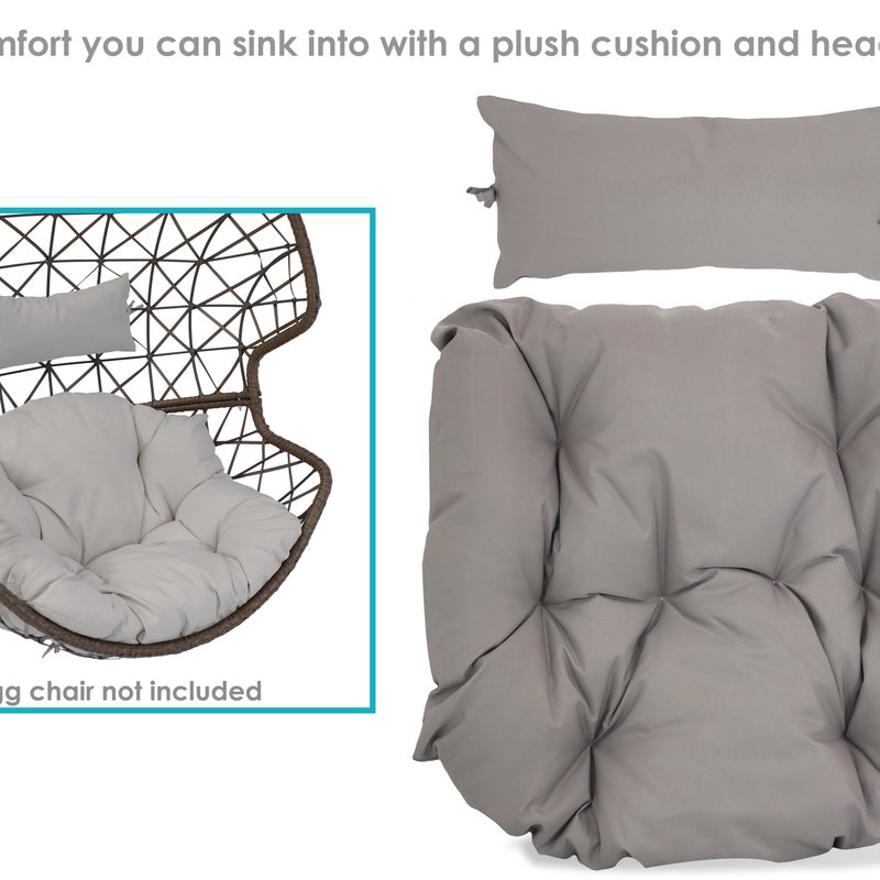 Shop Sunnydaze Decor Replacement Cushion And Pillow For Egg Shape Wicker Swing Chair Gray Outdoor In Grey