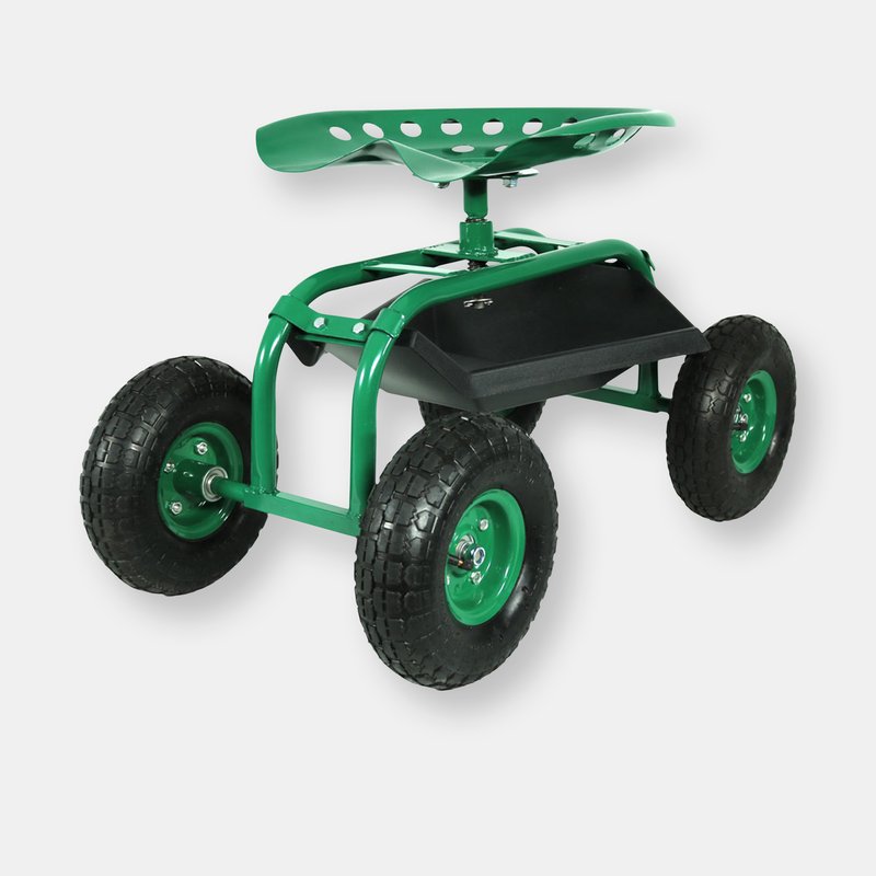 Sunnydaze Decor Rolling Garden Cart Tool Tray 360 Degree Swivel Utility Work Seat Planting In Green