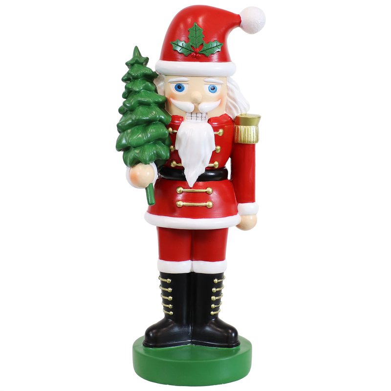 Sunnydaze Decor Santa Claus With Tree Indoor Nutcracker Statue In Red