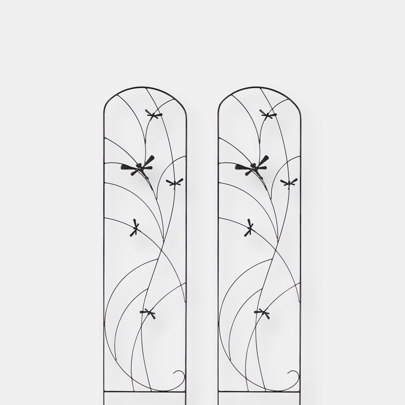 Sunnydaze Decor Set Of 2 Dragonfly Delight Steel Decorative Garden Trellis In Black