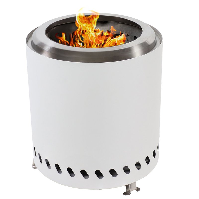 Sunnydaze Decor Stainless Steel Tabletop Smokeless Fire Pit In White