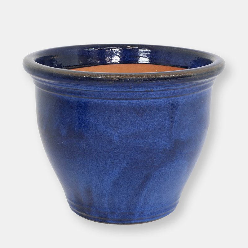 Sunnydaze Decor Studio High-fired Glazed Ceramic Planter In Blue