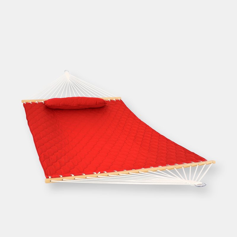 Sunnydaze Decor Sunnydaze Large Quilted Fabric Hammock With Spreader Bars And Pillow In Red