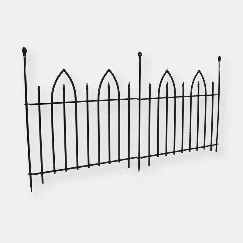 Sunnydaze Decor 2-piece Gothic Arch Steel Garden Border Fencing - 6 Ft - Black