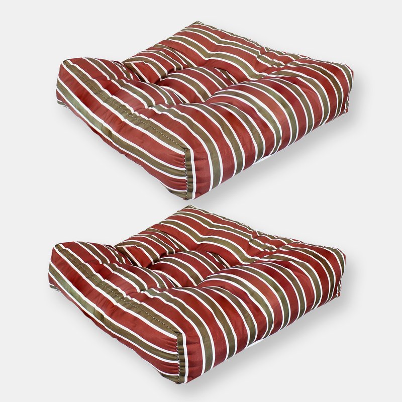 Sunnydaze Decor Sunnydaze 2 Tufted Outdoor Square Patio Cushions In Red