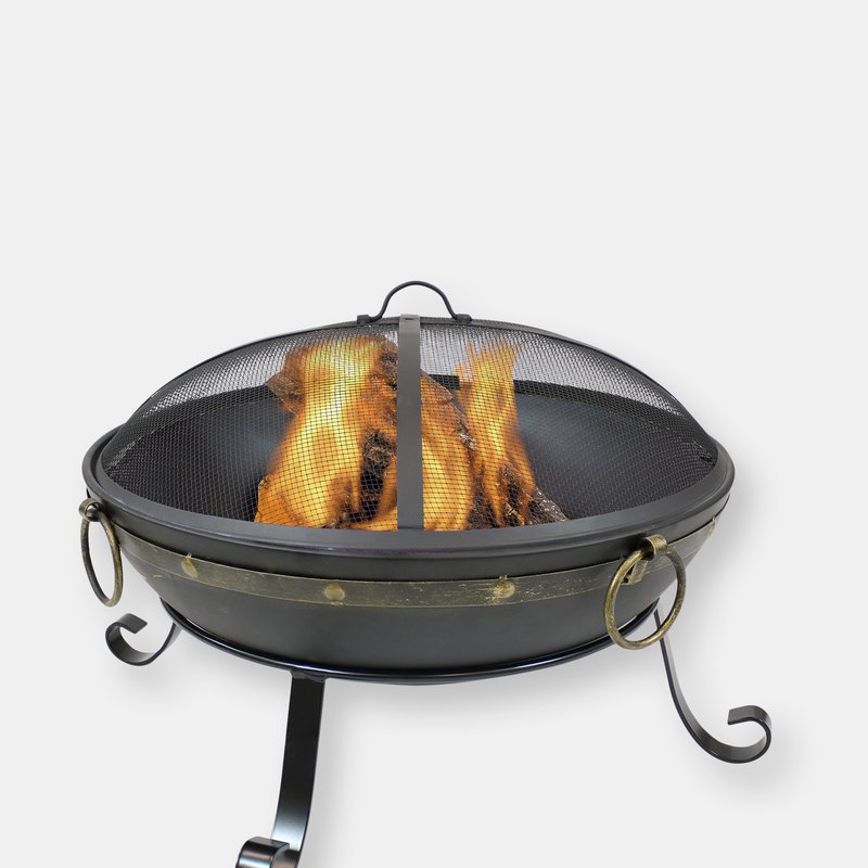 Sunnydaze Decor Sunnydaze 25 In Victorian Steel Fire Bowl With Handles And Spark Screen In Black