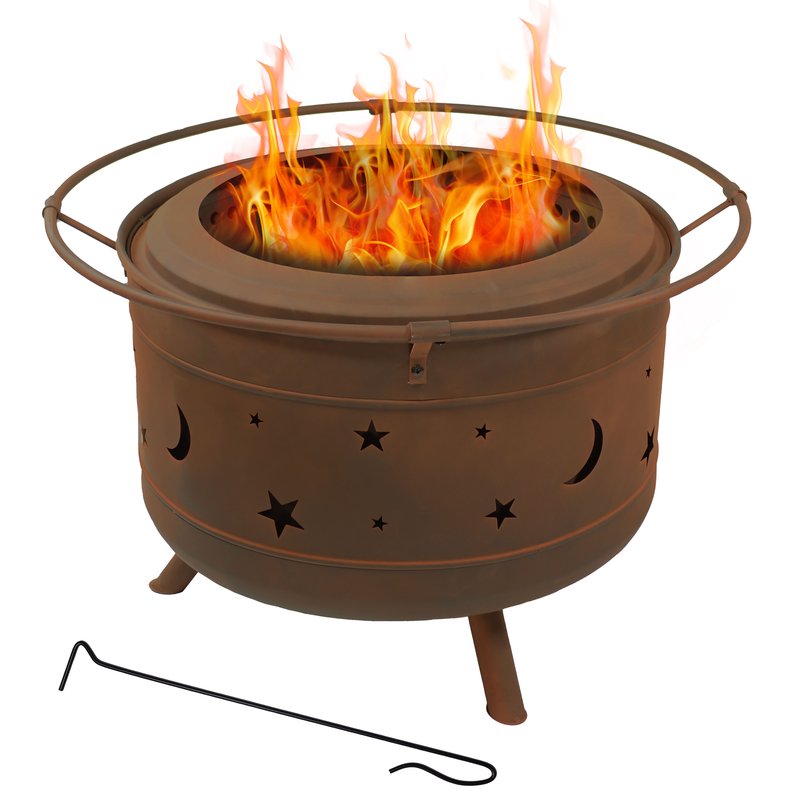 Sunnydaze Decor Sunnydaze 30 In Cosmic Steel Smokeless Fire Pit With Log Poker And Cover In Brown