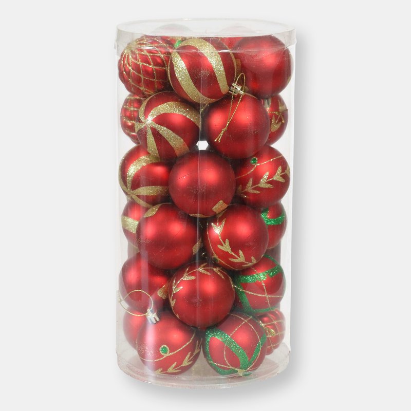 Sunnydaze Decor Sunnydaze 30-piece Shatterproof Plastic Ornaments In Red