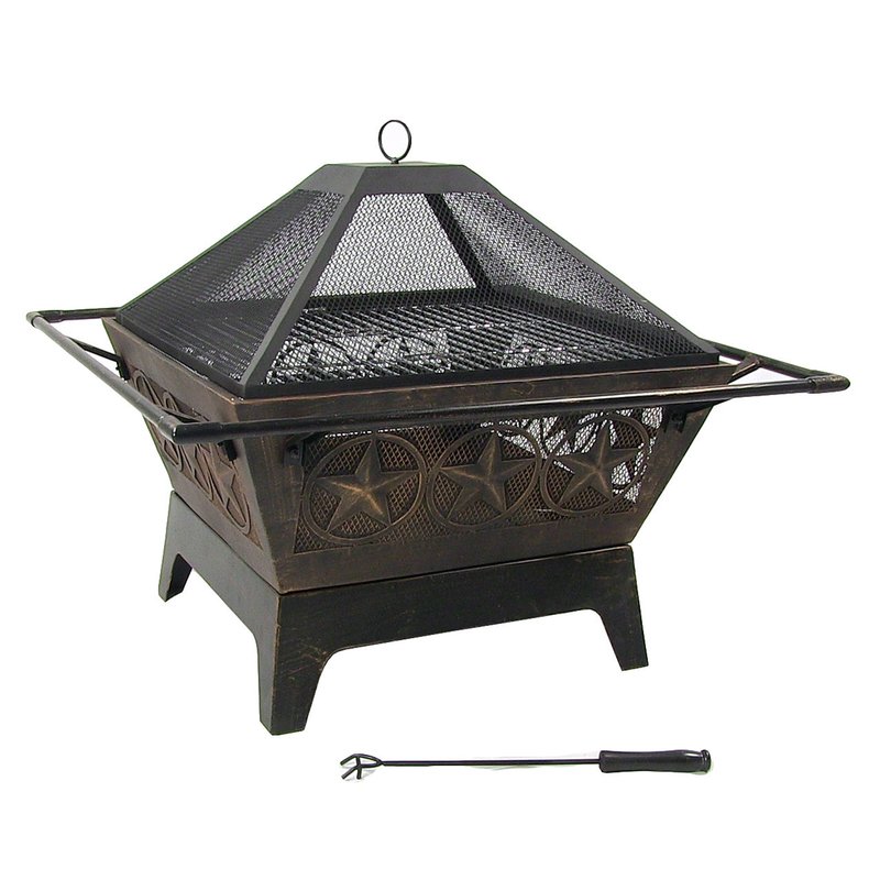 Sunnydaze Decor Sunnydaze 32 In Northern Galaxy Steel Fire Pit With Grate, Screen And Poker In Gold