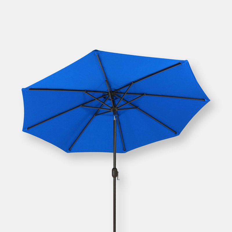 Sunnydaze Decor Sunnydaze 9' Outdoor Aluminum Sunbrella Patio Umbrella -auto Tilt & Crank In Blue