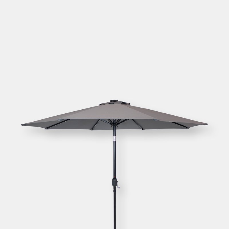 Sunnydaze Decor Sunnydaze 9' Solar-powered Lighted Patio Umbrella In Grey