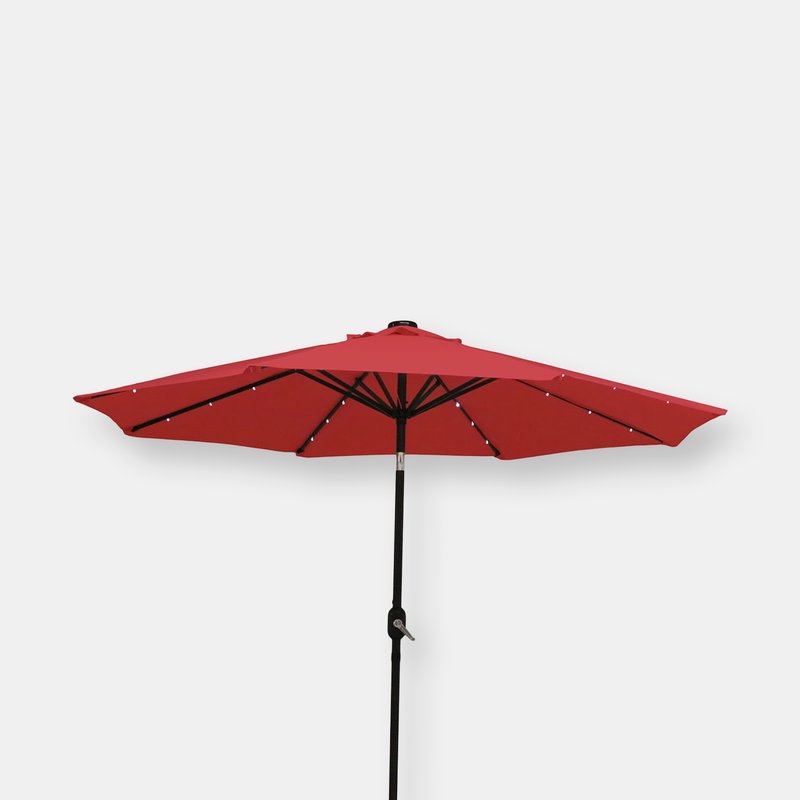 Sunnydaze Decor Sunnydaze 9' Solar-powered Lighted Patio Umbrella In Red