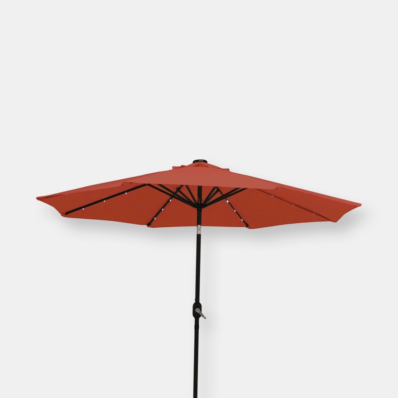 Sunnydaze Decor Sunnydaze 9' Solar-powered Lighted Patio Umbrella In Orange