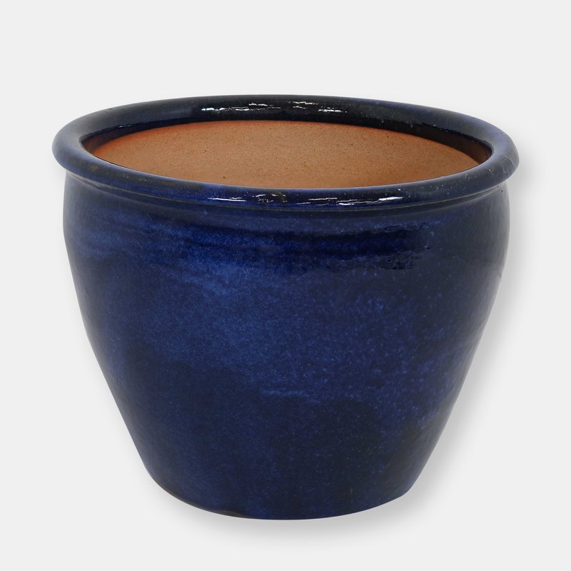 Sunnydaze Decor Sunnydaze Chalet High-fired Glazed Ceramic Planter Pot In Blue