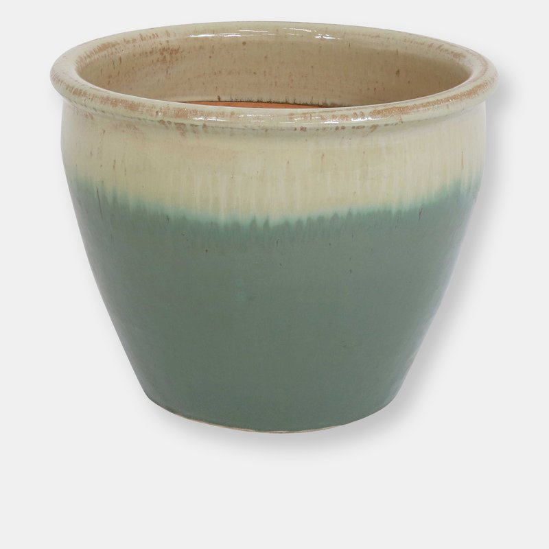 Sunnydaze Decor Sunnydaze Chalet High-fired Glazed Ceramic Planter Pot In Green