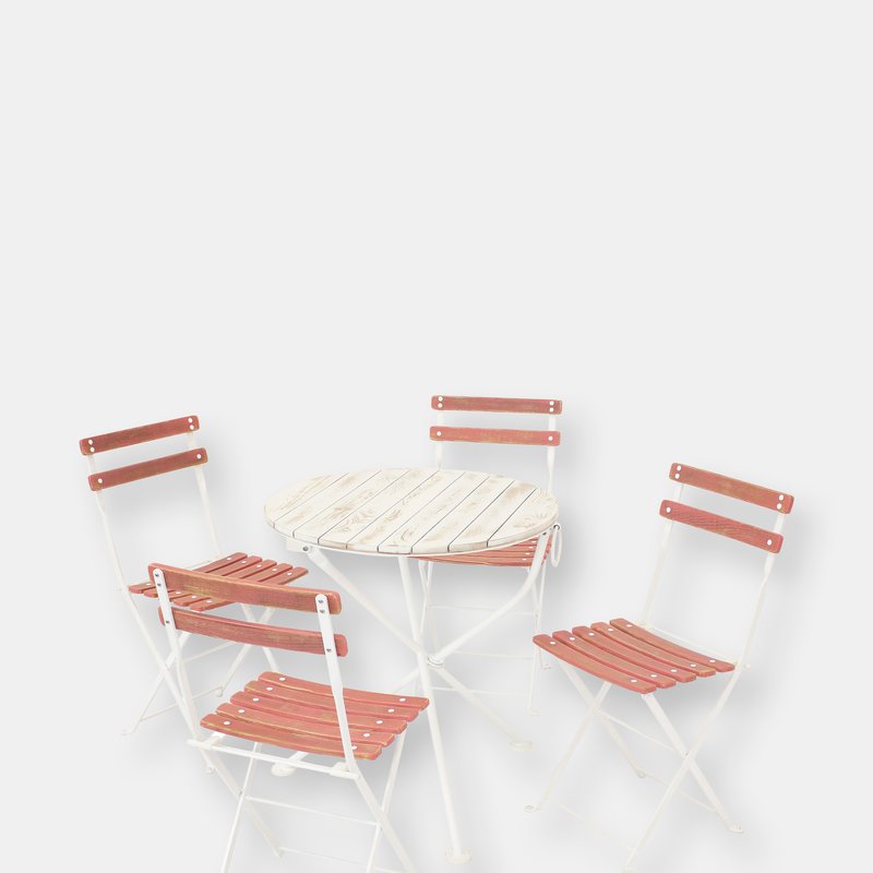 Sunnydaze Decor Sunnydaze Classic Cafe 5pc Chestnut Folding Table And Chair Set In Pink