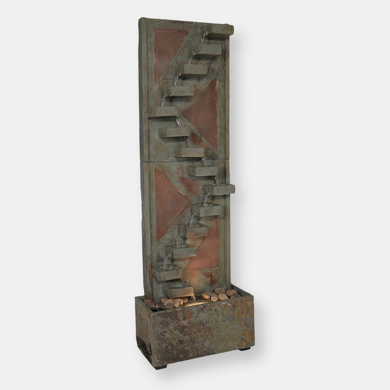 Sunnydaze Decor Sunnydaze Copper/slate Staircase Water Fountain With Led Lights In Grey