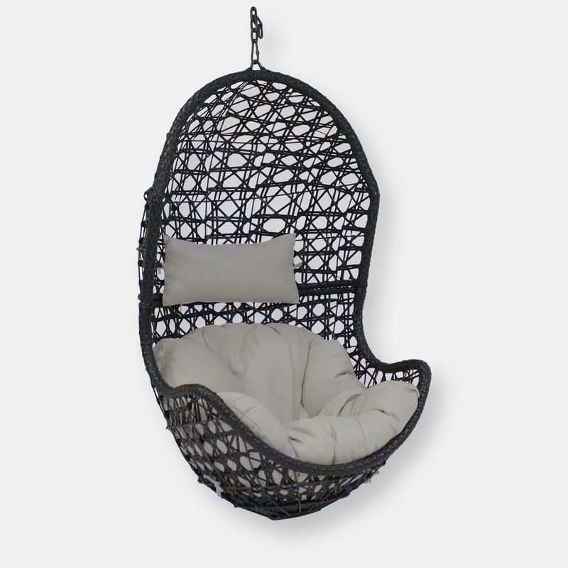 Sunnydaze Decor Sunnydaze Cordelia Hanging Basket Egg Chair Swing- Resin Wicker In Grey