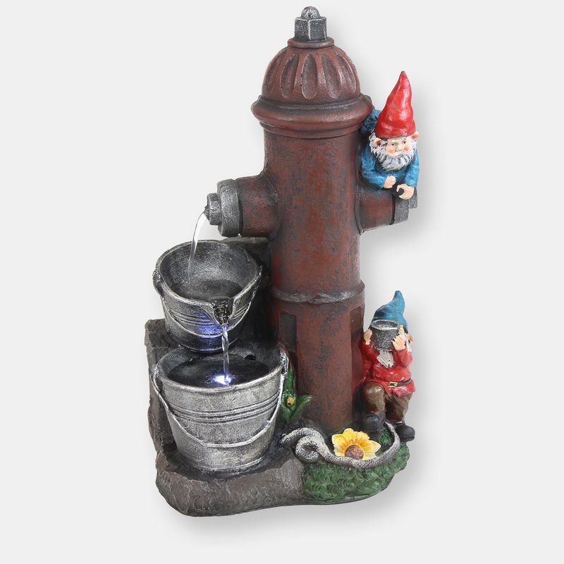 Sunnydaze Decor Sunnydaze Electric Fire Hydrant Gnome Water Fountain With Led Light In Red